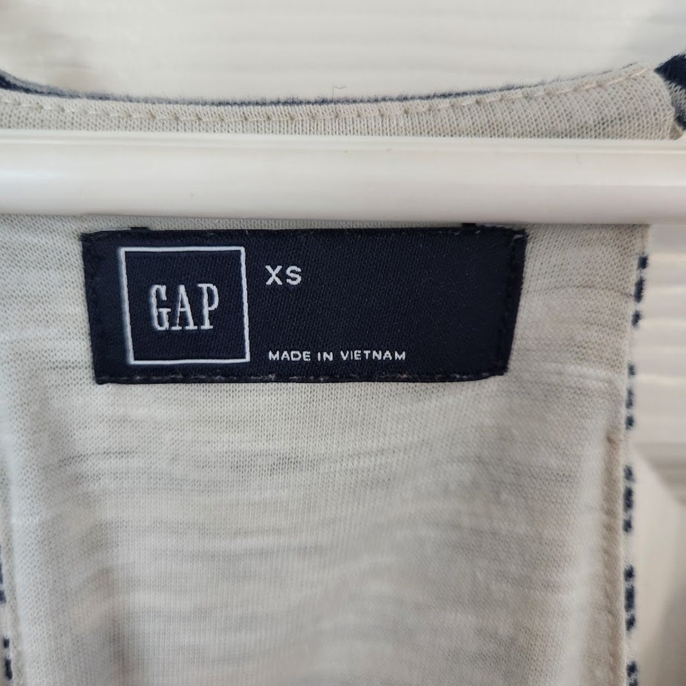 GAP Womens XS Blue White Striped Racerback Knit Romper V-Neck Elastic Waist - Picture 3 of 5